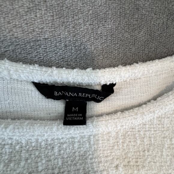 Banana Republic White Boucle Shell Top With Lace- Peekaboo Fringe - Medium - Picture 3 of 11